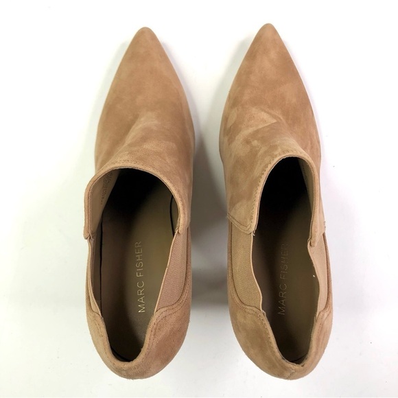 Marc Fisher Hydra pointy toe ankle boots block heel camel suede 8.5 - Picture 6 of 10